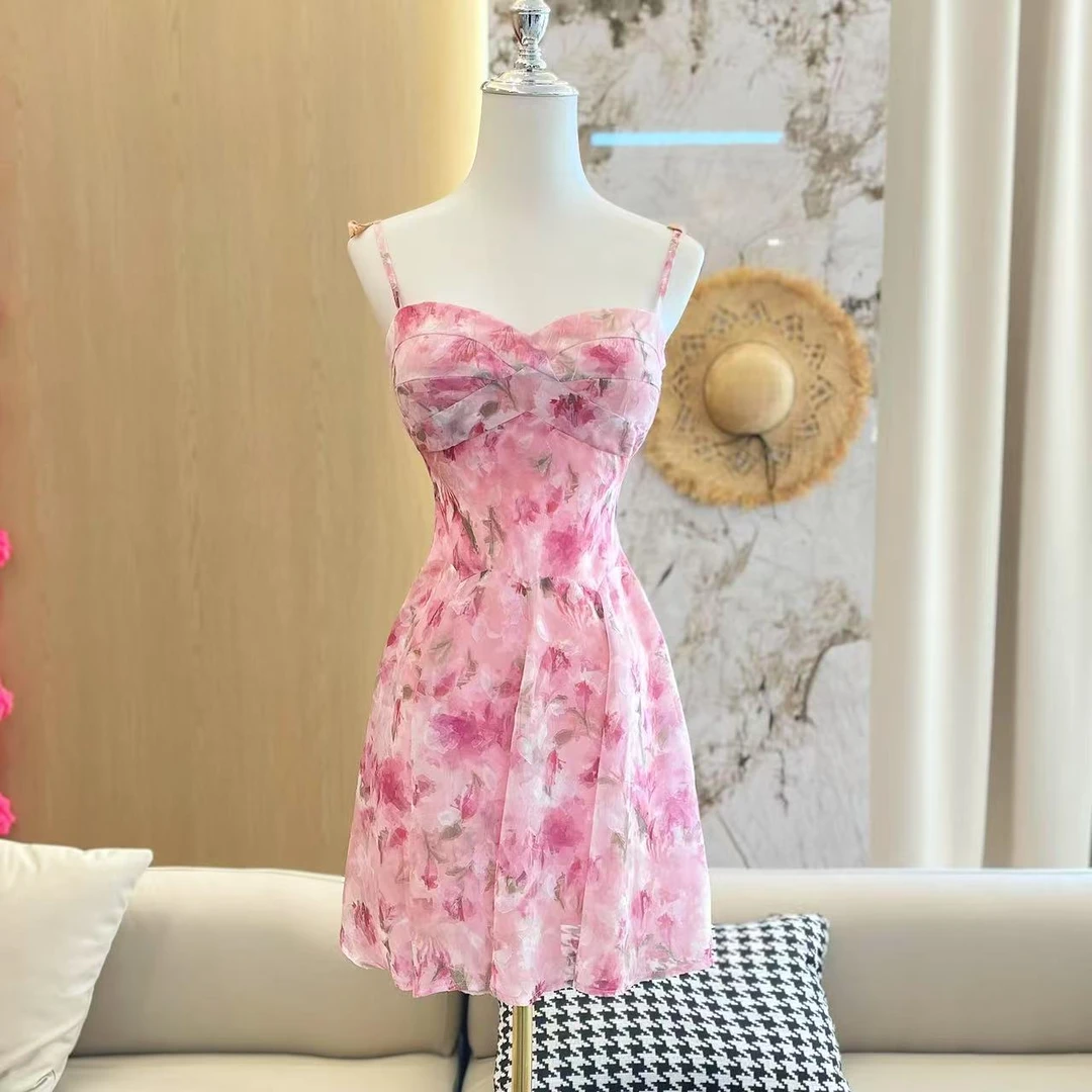 BECHARMING「黛梦星落 」浪漫满屋甜美气质吊带连衣裙Q1023