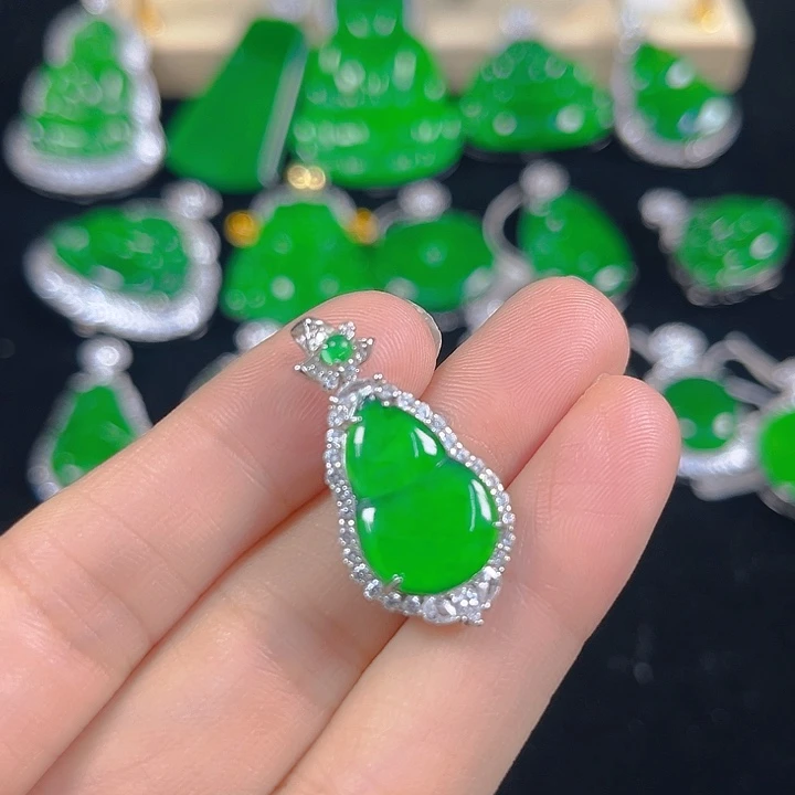 翡翠银S925镶嵌吊坠(不含链)