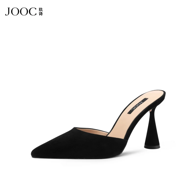 【极简主义】JOOC玖诗勒穆鞋女2025春夏新款百搭包头拖鞋高跟女鞋