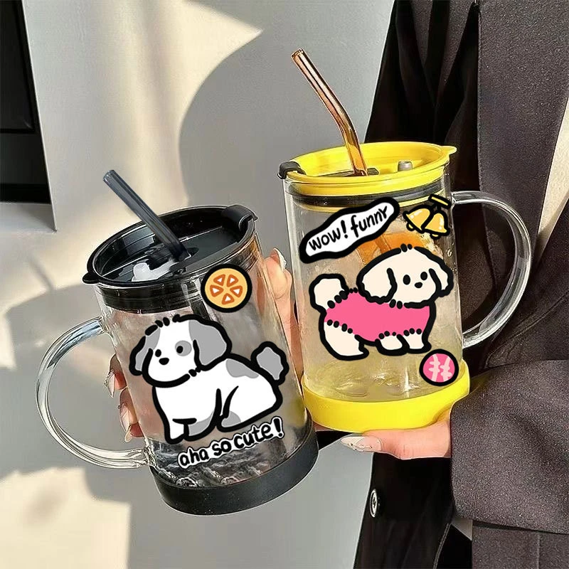 夏季1000ml玻璃杯女生高颜值耐高温泡茶杯子大容量办公室吸管mYA