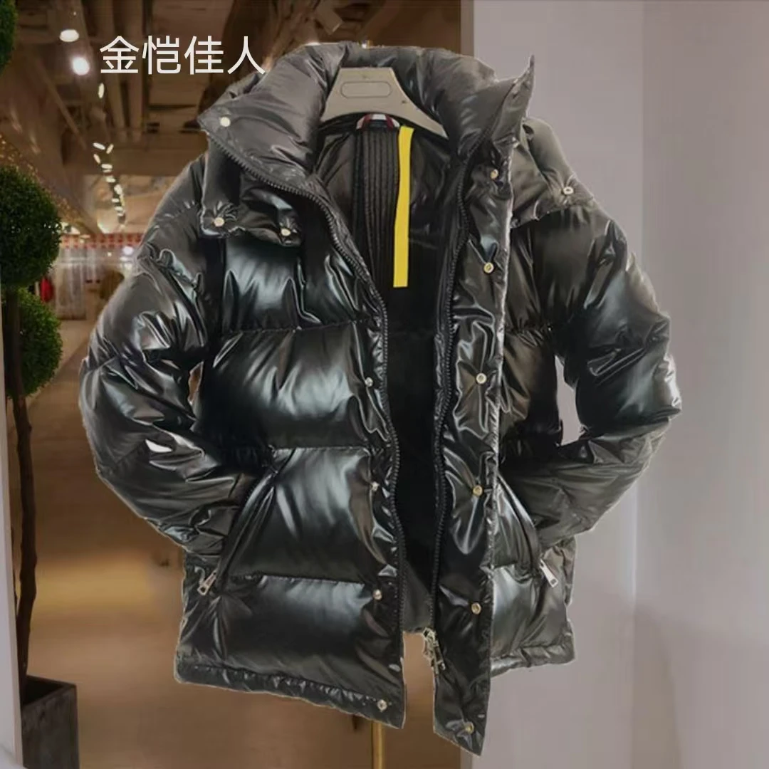 金恺佳人轻奢潮新款羽绒服男女款加厚保暖冬季白鸭绒免洗亮皮外套