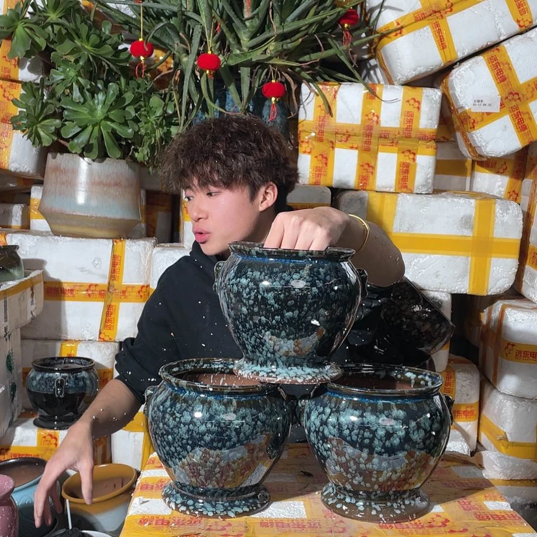 无铅玻璃宜兴紫砂花盆