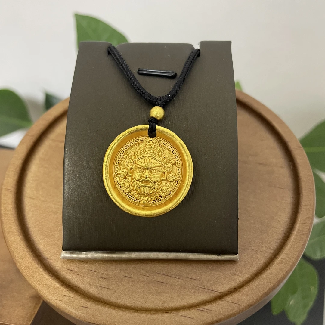 铜合金吊坠 YOUY高定【黄财神】27mm双面实心錾刻传承复古吊坠编绳