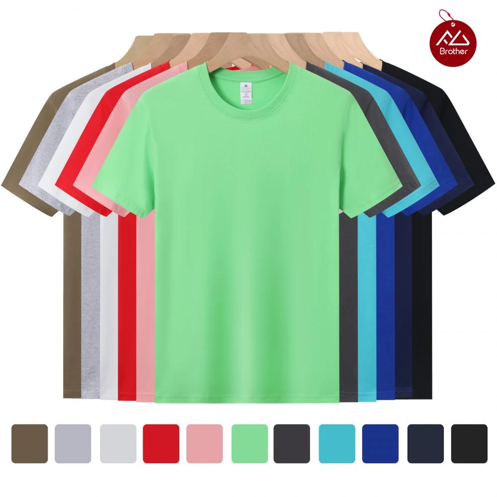 夏季圆领短袖男士凉感T恤半袖纯色休闲宽松大码纯棉薄款透气户外t