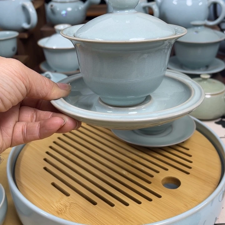 叮***叮汝州原矿原釉107茶盖碗