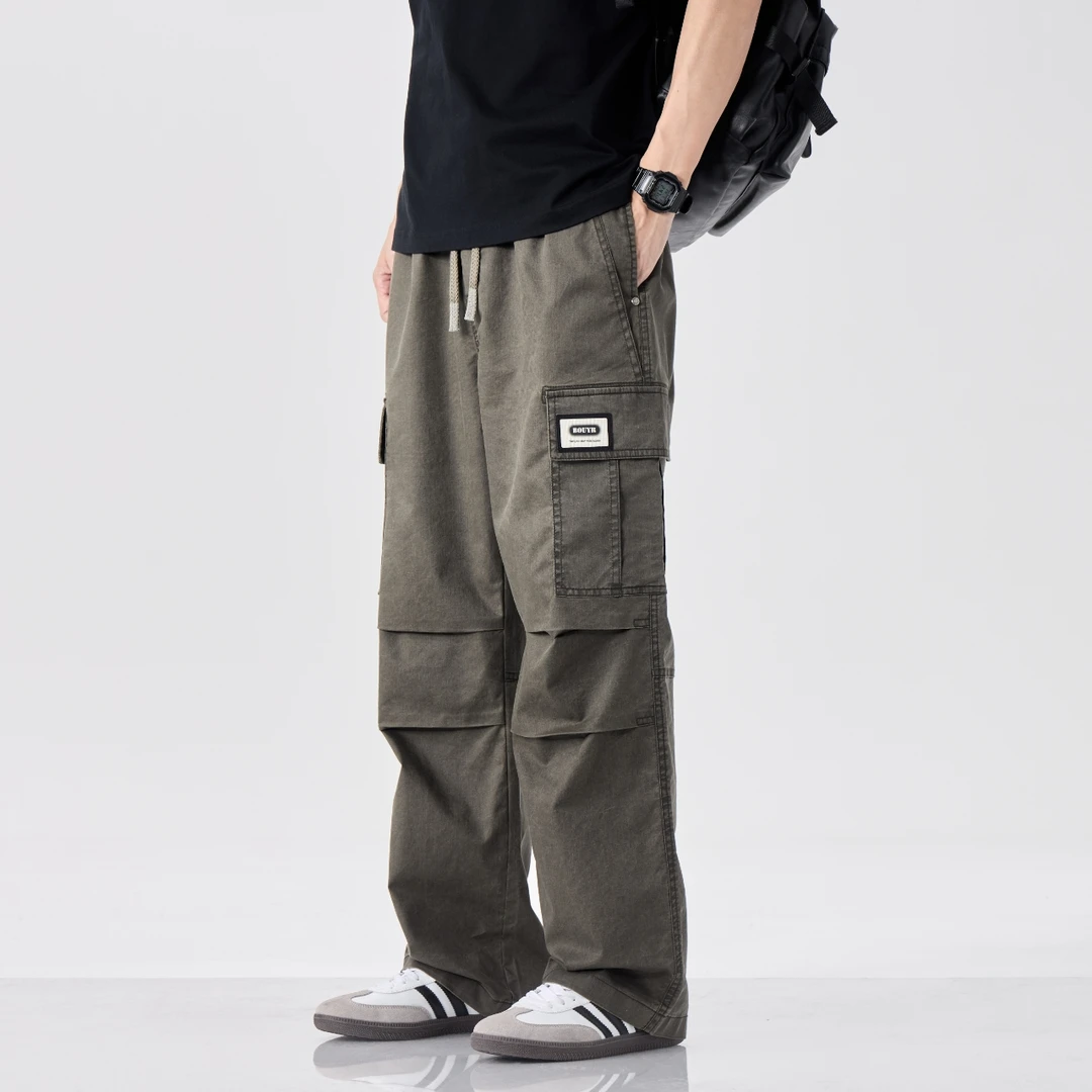 凌焜工装裤宽松工装九分裤耐磨阔腿裤裤子长裤薄款男士夏季直筒