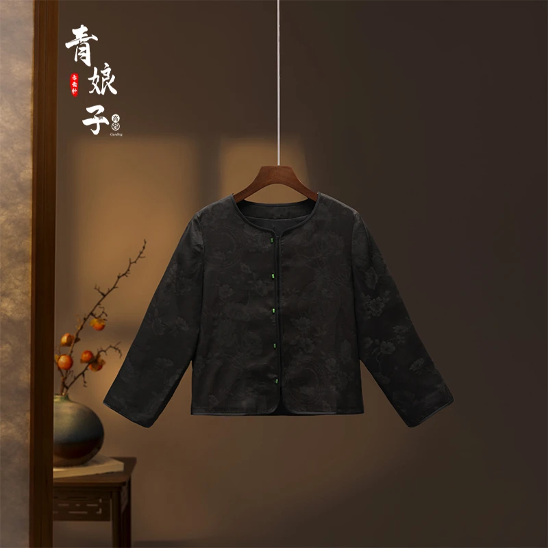 青娘子香云纱（荼靡）提花花萝国风中式复古百搭气质穿搭上衣-60002