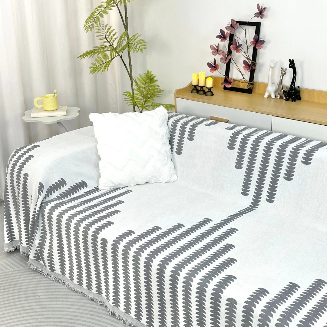 雪尼尔防尘沙发盖布新款ins风四季通用万能沙发巾拾忆元宝花简约