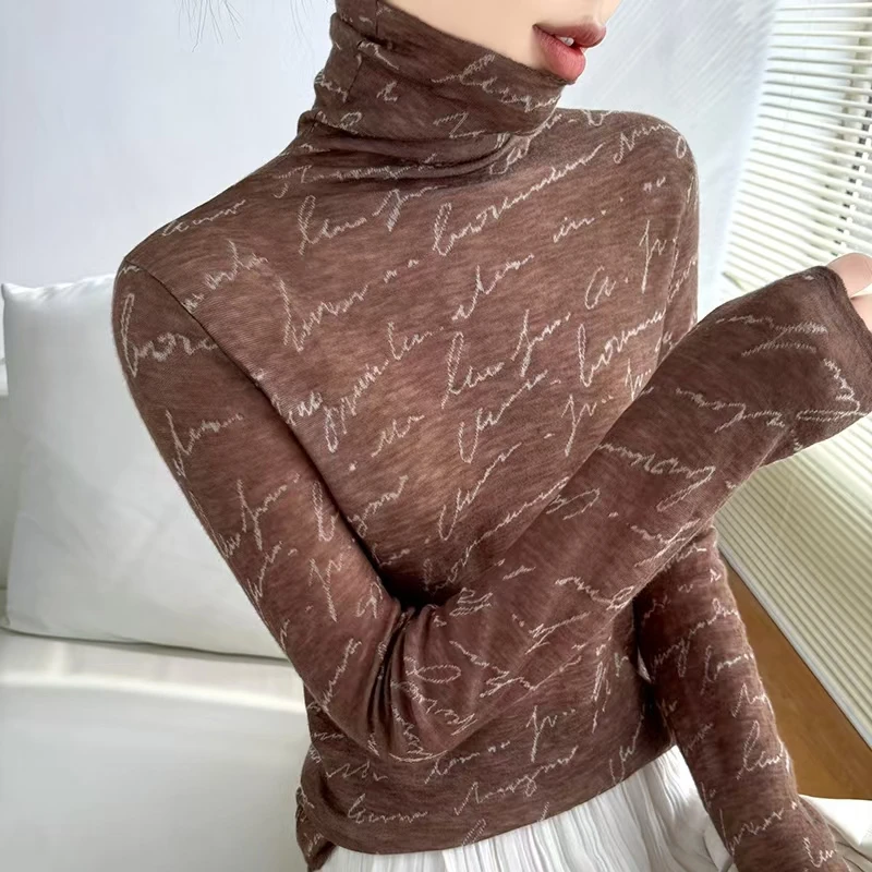 【轻奢如鹅毛】200支水溶羊毛精纺堆堆领薄款女双层涂鸦