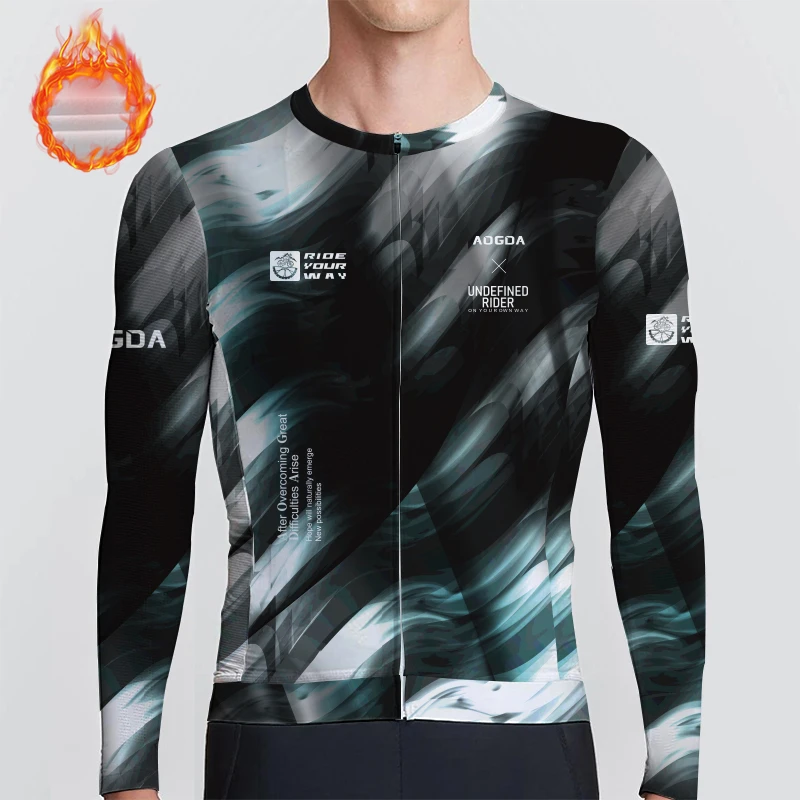 AOGDA男女款秋冬抓绒骑行长袖保暖舒适公路冬天骑车专用衣服