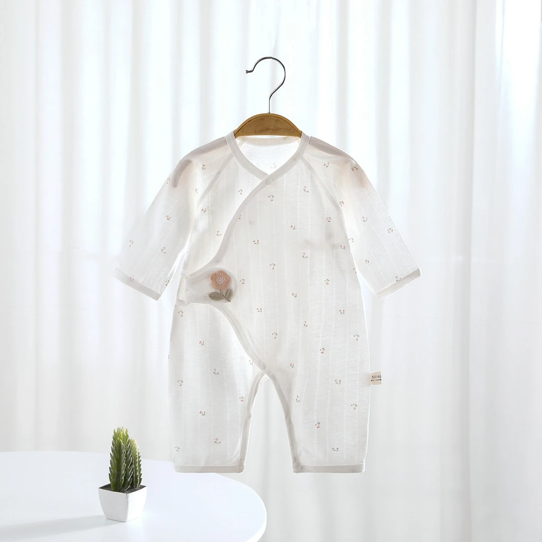 新生儿夏季连体衣服婴幼儿内衣纯棉薄无骨哈衣宝宝蝴蝶空调服睡衣