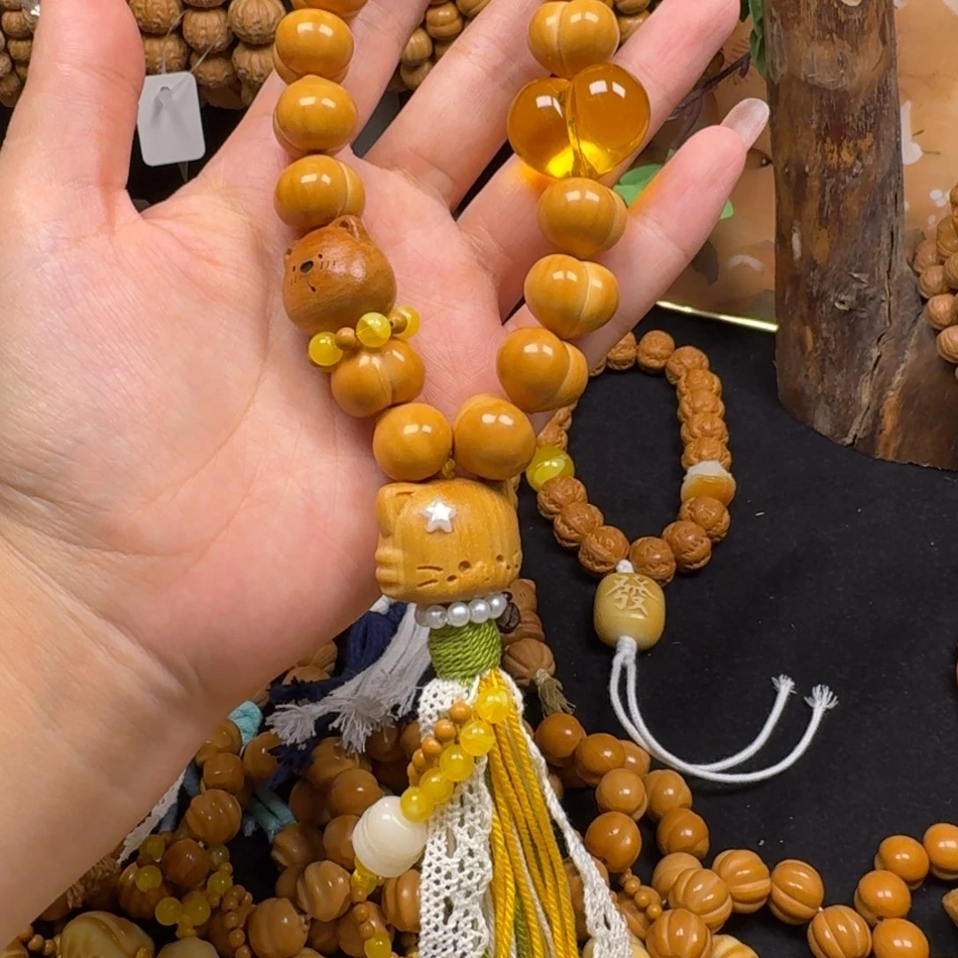 紫***静核桃手串/手链屁桃手持配饰