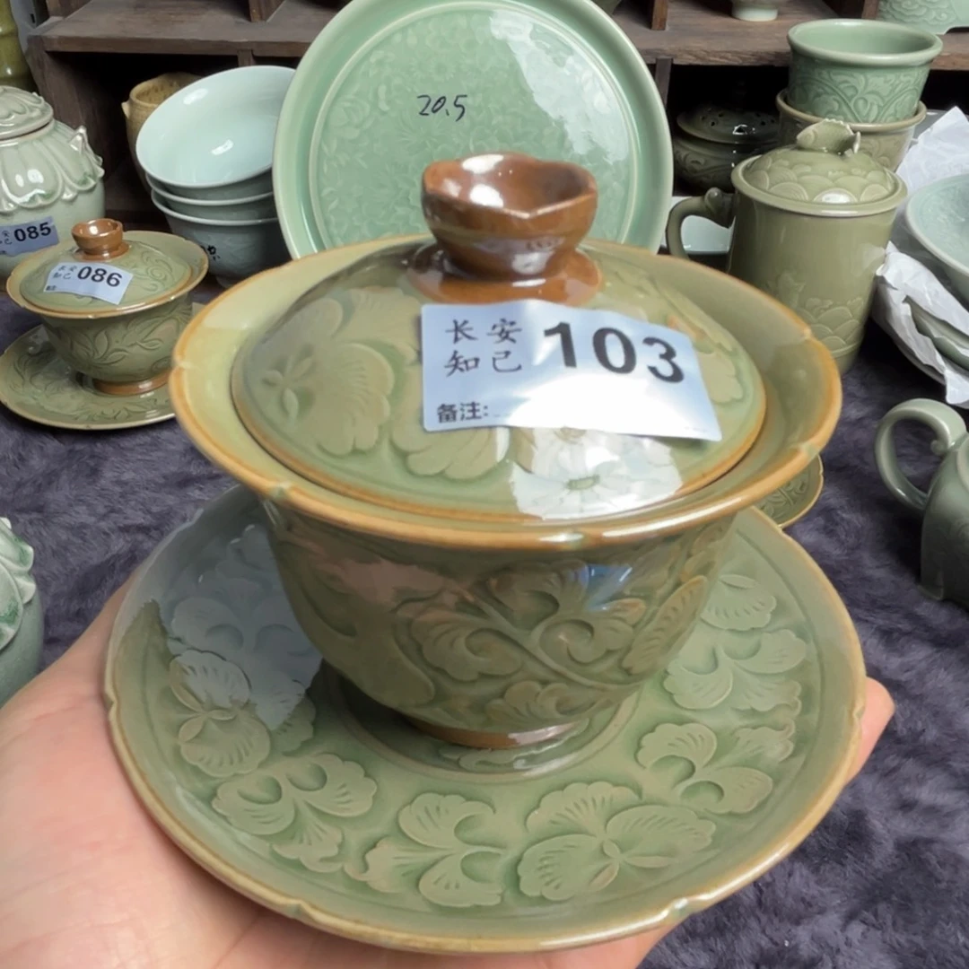 瓷手工鹤鹿同春盖碗 103