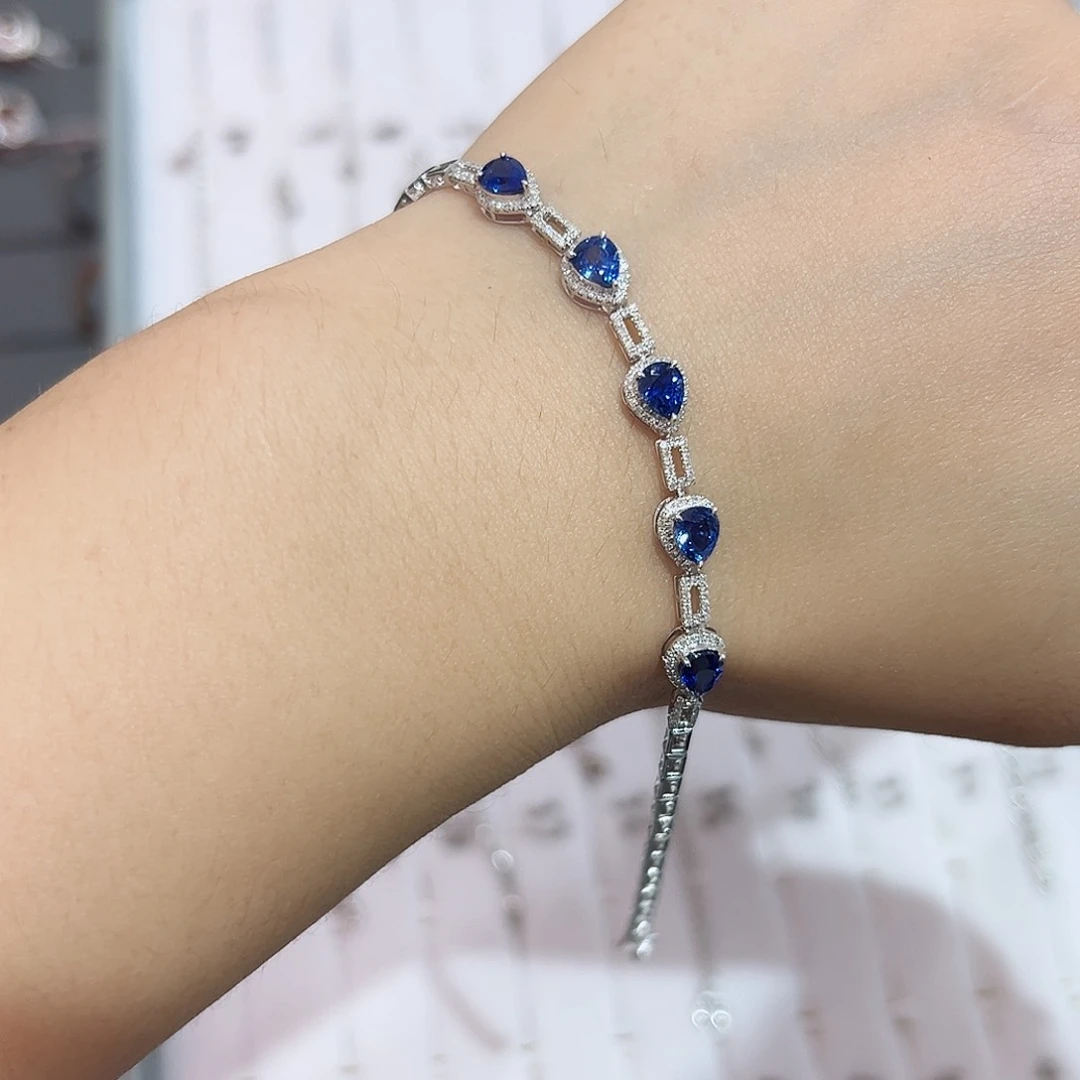 蓝宝石手链18K金镶嵌