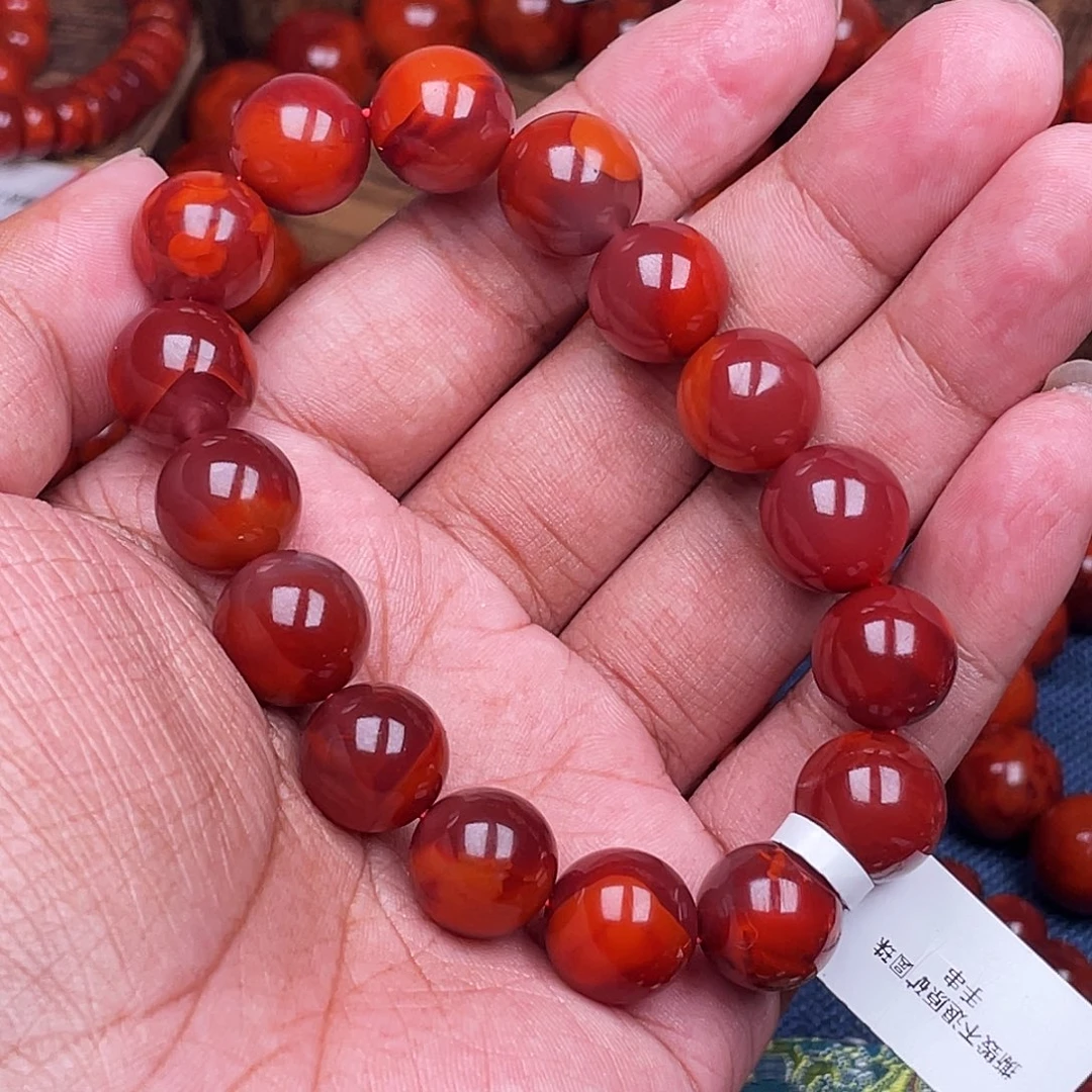 十***者南红玛瑙未镶嵌手链南红瓦西卡13牛血原矿