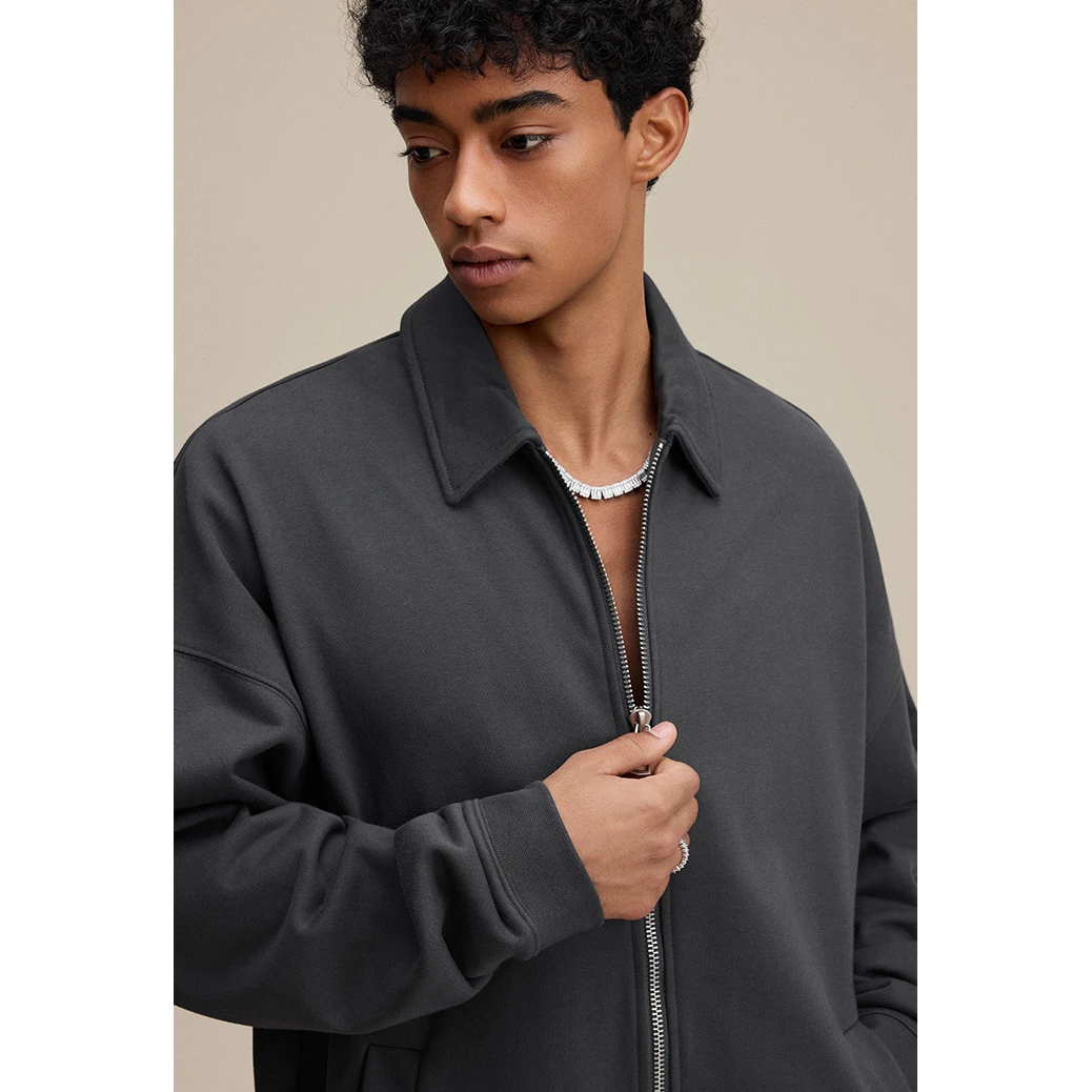 WetGrade2025秋季欧美高级感FOG 440G工装老钱风翻领卫衣外套男