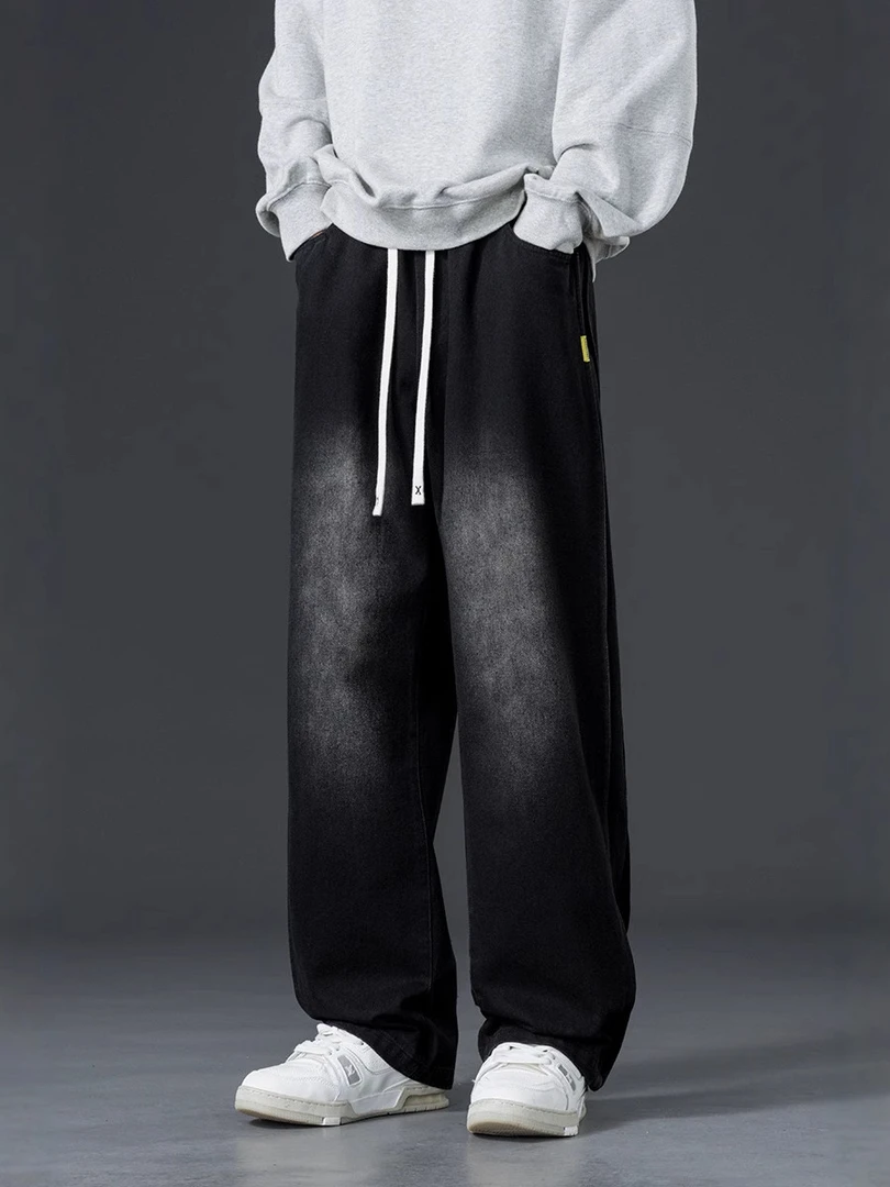 多斤肥牛 韩系加肥加大直筒牛仔长裤男简约潮流大码牛仔裤