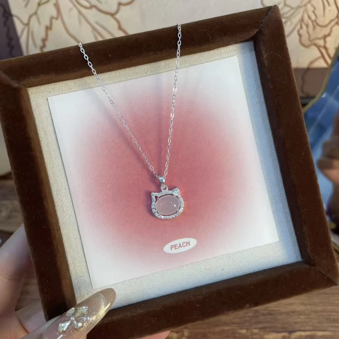 坠链均足银  足银990kitty猫头吊坠项链可爱少女心ins简约小众