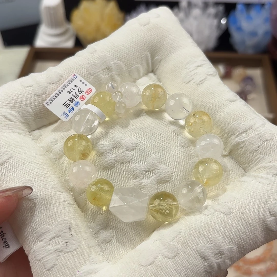 水晶未镶嵌手链黄水竹叶青