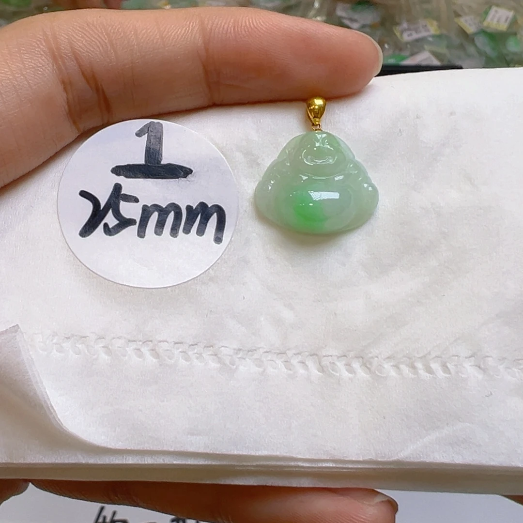 吊坠(不含链)18K金镶嵌翡翠