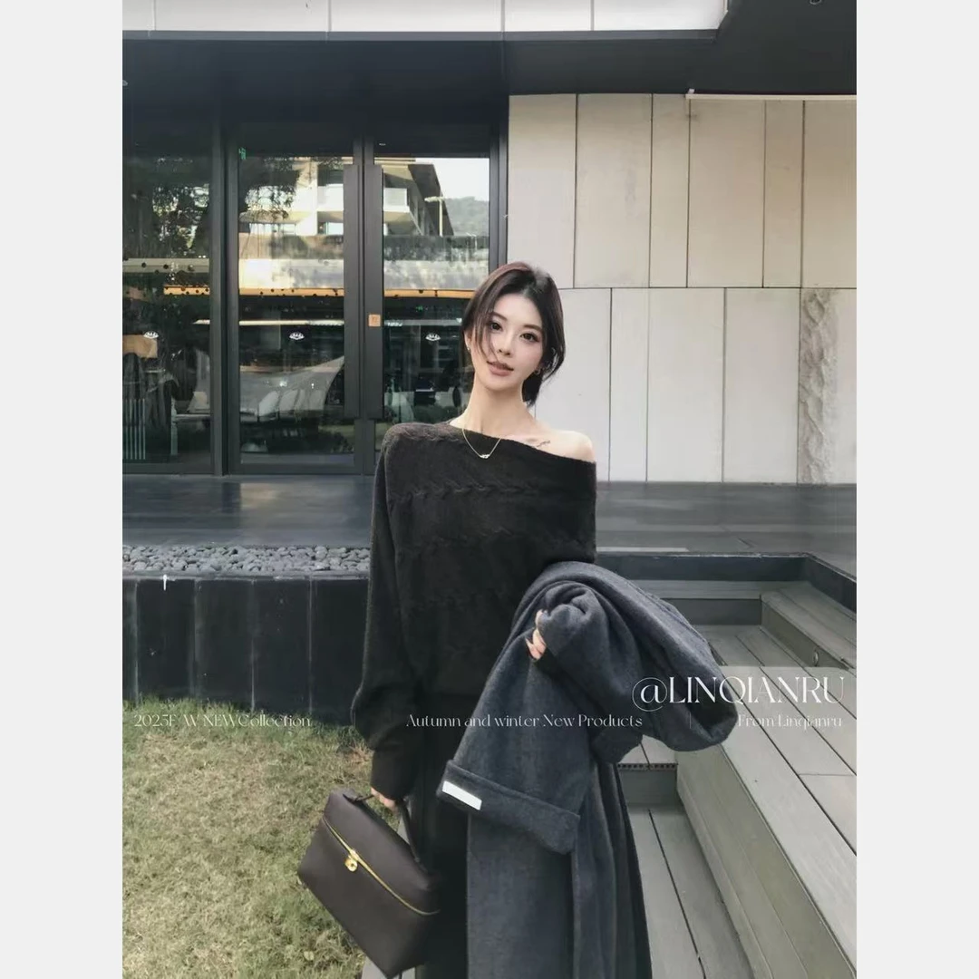 【林千入·素调姐姐】新款气质显瘦高级感厚款羊剪绒毛织时尚套装