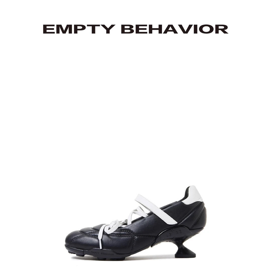 EMPTY BEHAVIOR·星际系列·三色运动圆头高跟芭蕾鞋 黑色