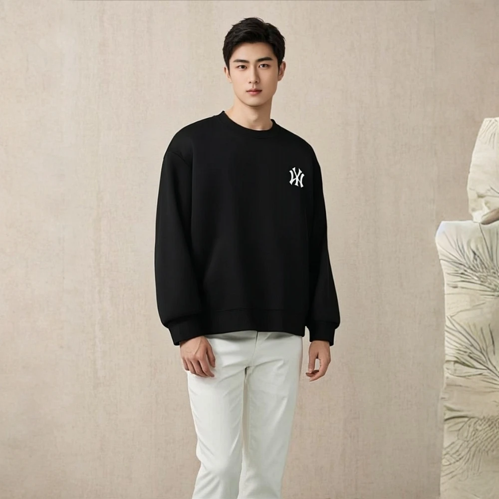 圆领男印花刺绣棉加绒打底卫衣长袖情侣休闲加厚男女潮流宽松男士