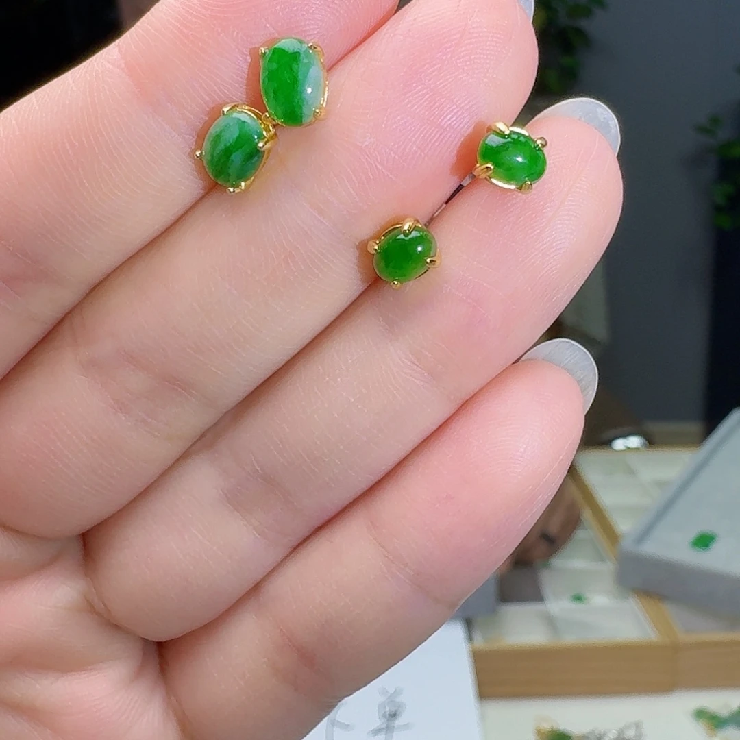 翡翠银S925镶嵌耳饰多样性发货其一