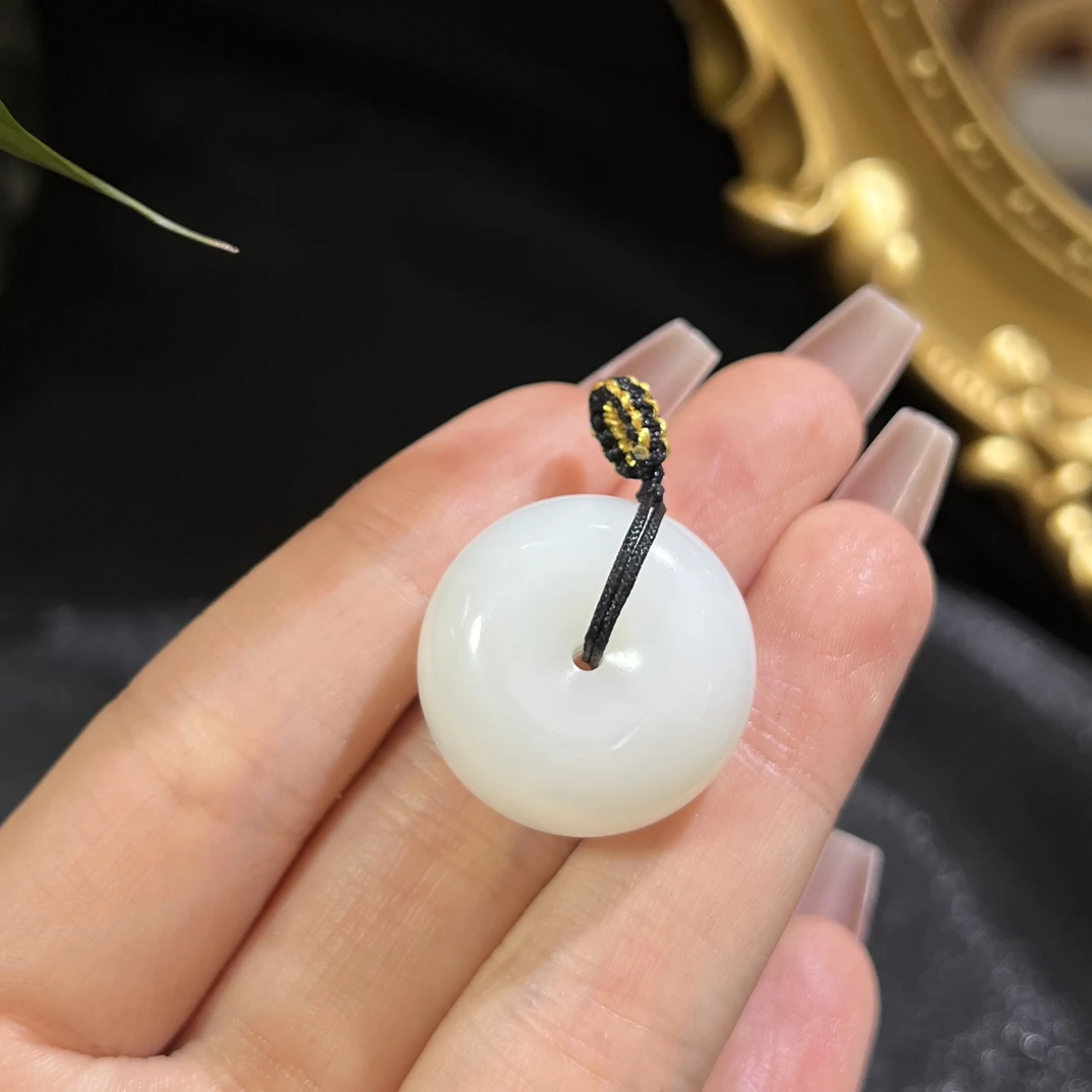和田玉白玉芭莎料平安扣25内径12.5mm