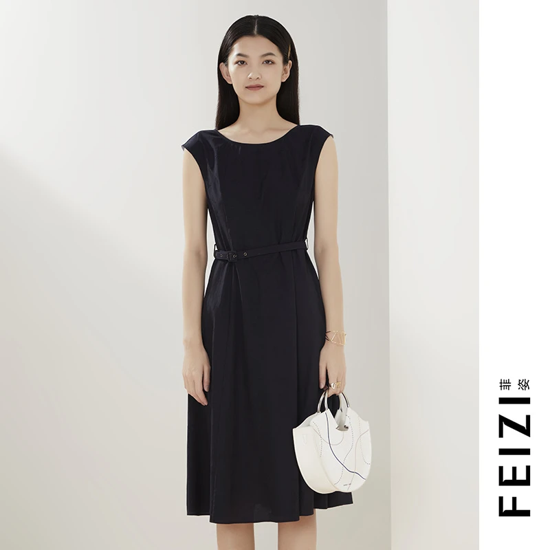 菲姿FEIZI夏款无袖连衣裙1B448显瘦气质