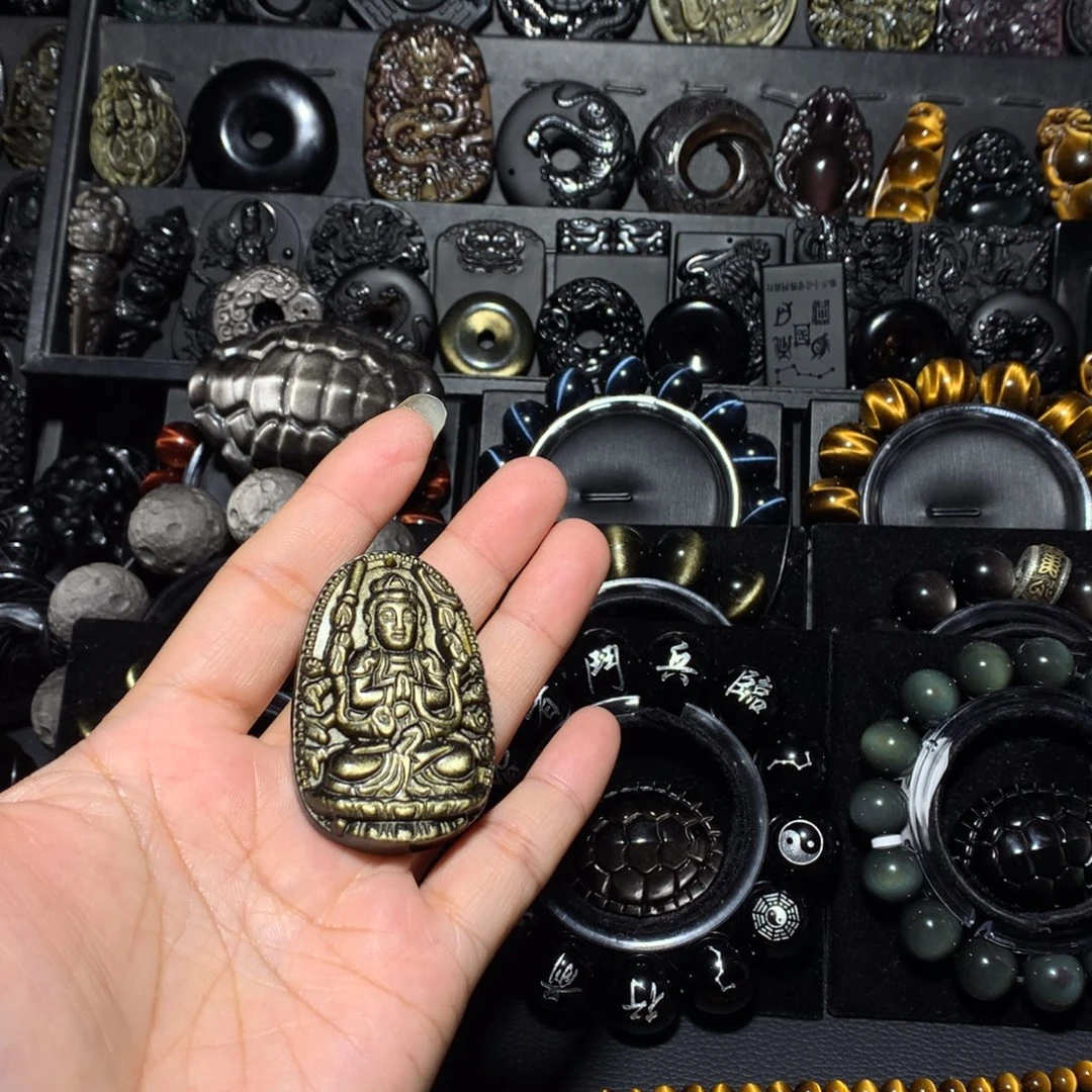 熙****黑曜岩未镶嵌珠宝奇石