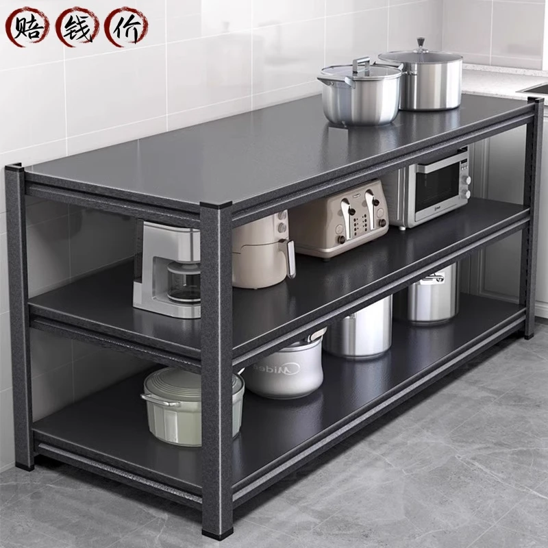 家用钢制厨房多层落地厨房靠墙一体餐边柜仓储货架多层室内置物架
