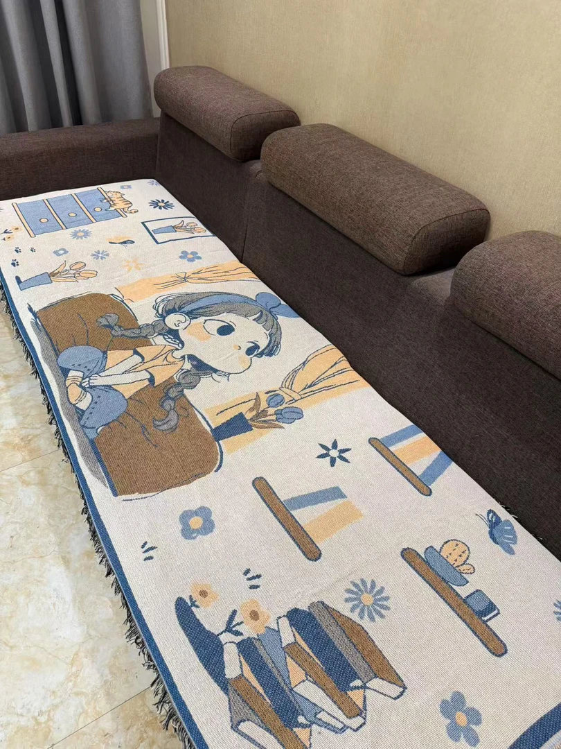 小女孩沙发巾针织透气双面