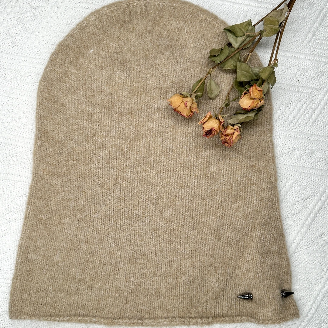 日系羊毛时尚复古秋冬针织帽休闲百搭钉钉帽韩版毛线针织帽子