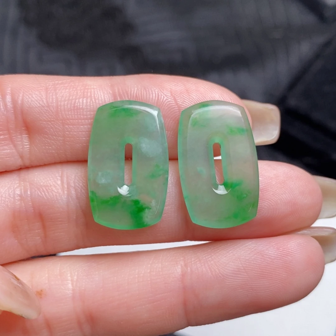 翡翠未镶嵌耳饰方糖