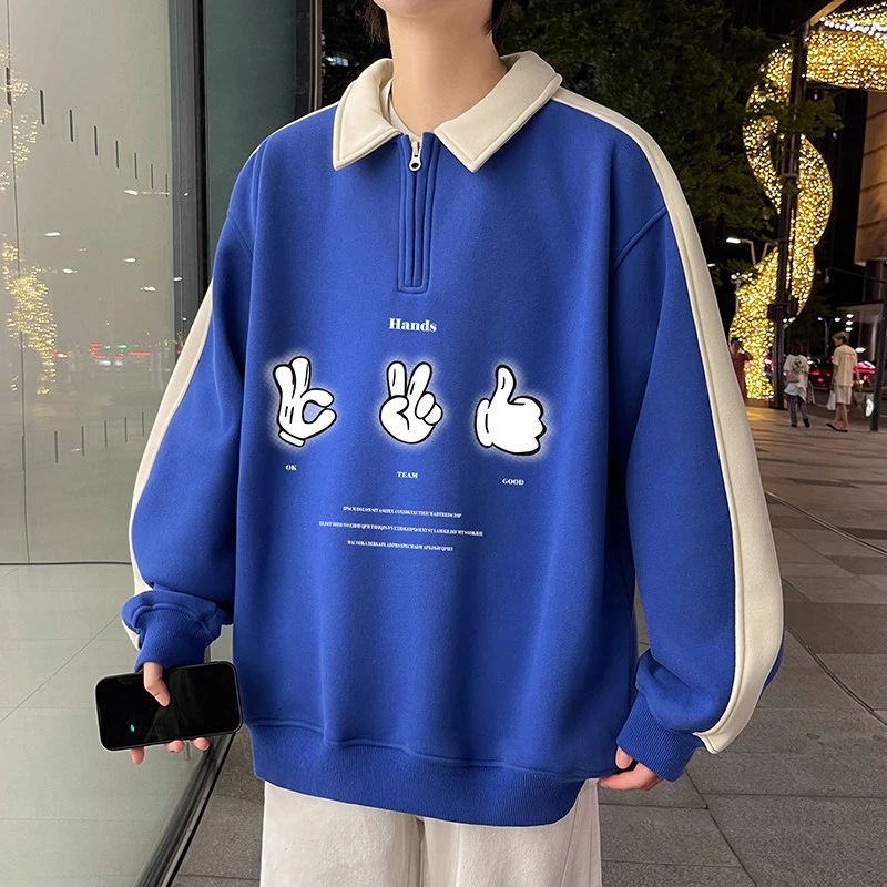 青少年男性25年秋冬新款个性潮流怀旧港风极具创意感时尚独特卫衣