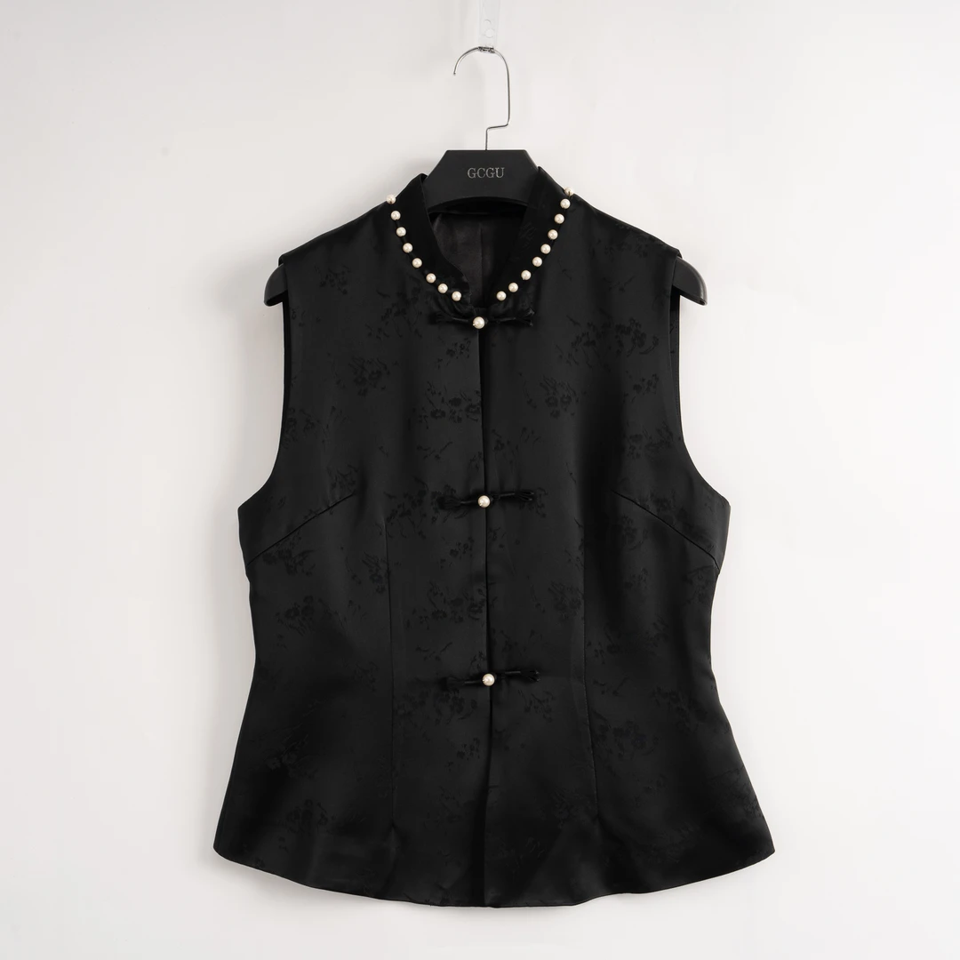 黑色新中式显瘦马甲-20986