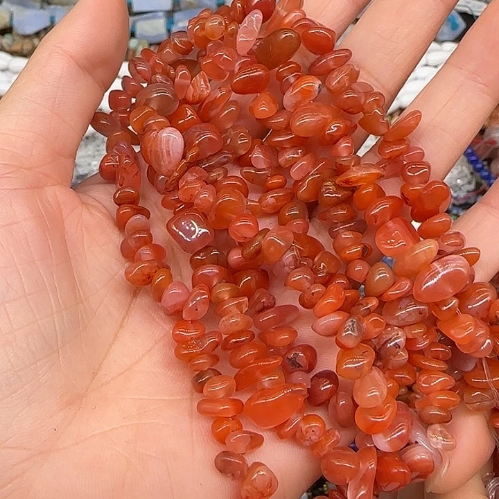 玛瑙/玉髓合金珠宝半成品南红6-8mm随形一条加长