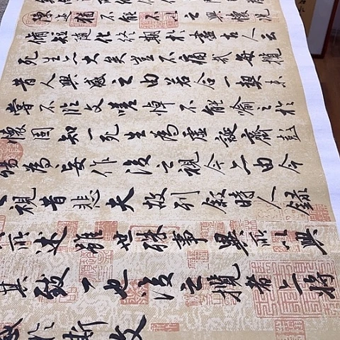 扇子红****菇兰亭集序行书六尺作品