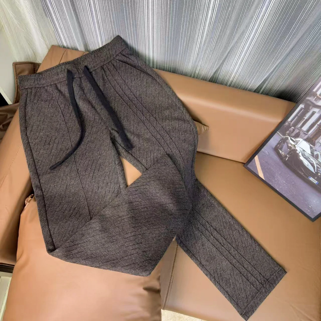 秋冬高品质男士轻奢羊毛混纺休闲裤宽松舒适直筒裤百搭时尚男裤潮