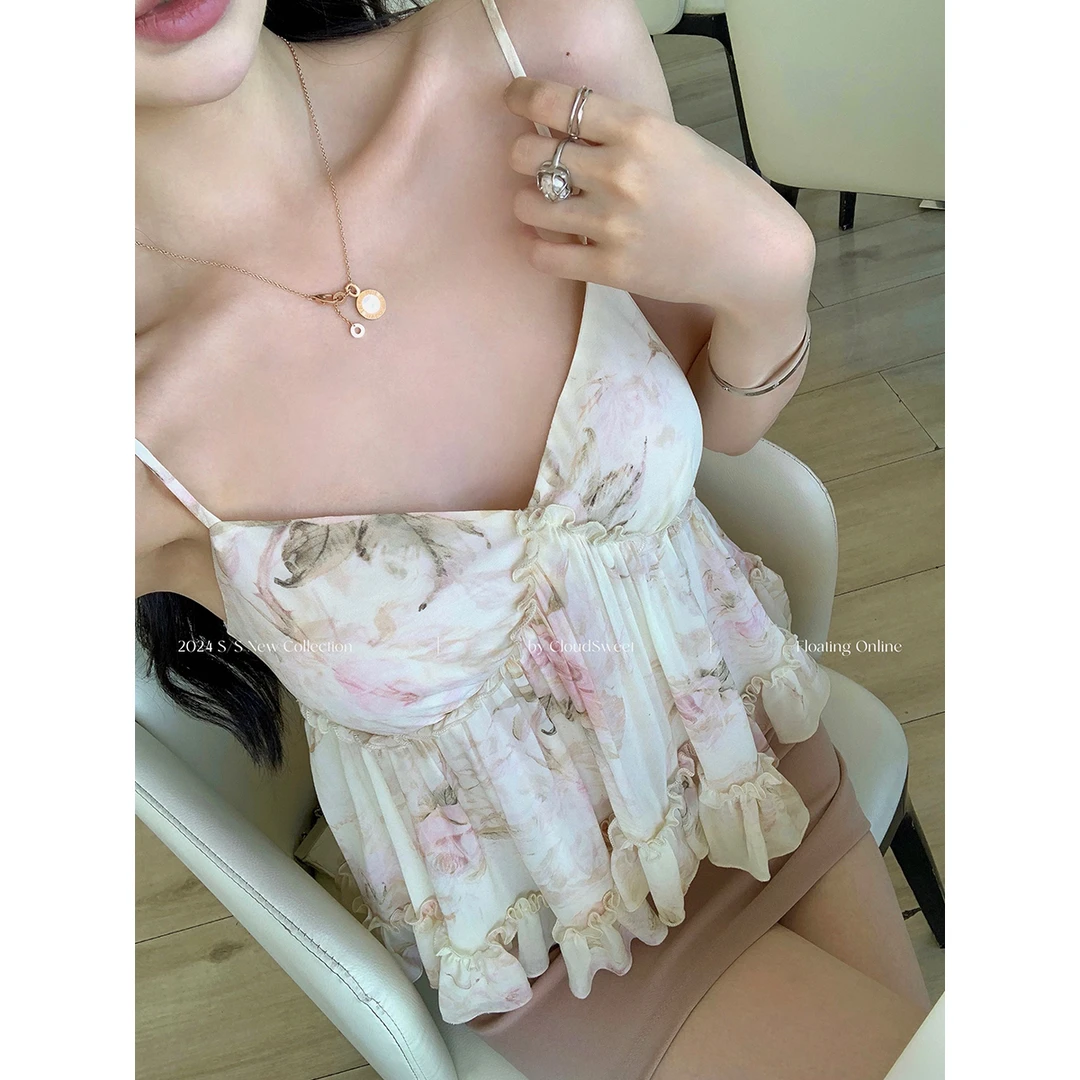 【CloudSweet 】仲夏旖梦 浪漫系蜜语/吊带上衣刺绣裙