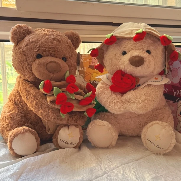 「原厂正版」玫瑰花小熊玩偶情人节礼物送女友情侣生日毛绒公仔