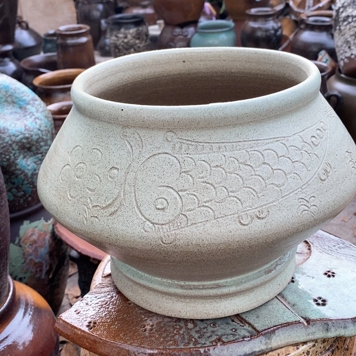 紫砂花盆高20口20手工