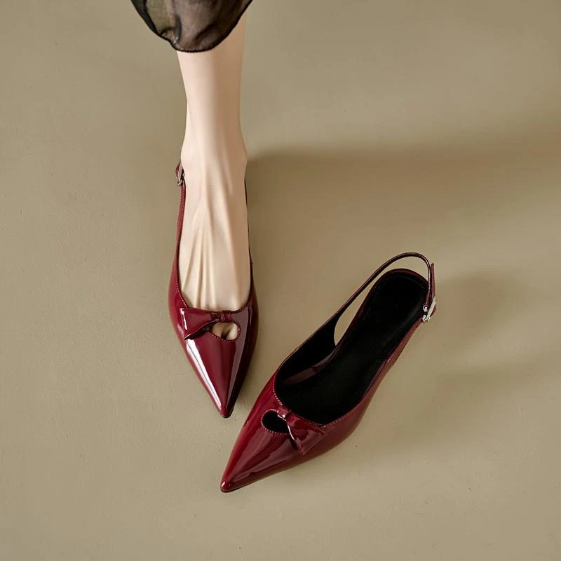 包头罗马凉鞋女新款蝴蝶结小众设计感女鞋春夏季尖头单鞋