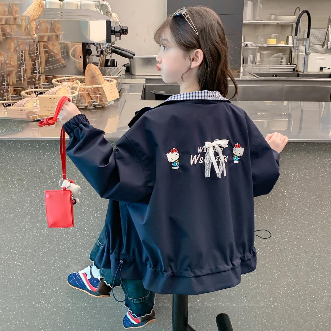 女童外套早秋装2025新款洋气春秋小女孩儿童冲锋衣秋季上衣双面穿