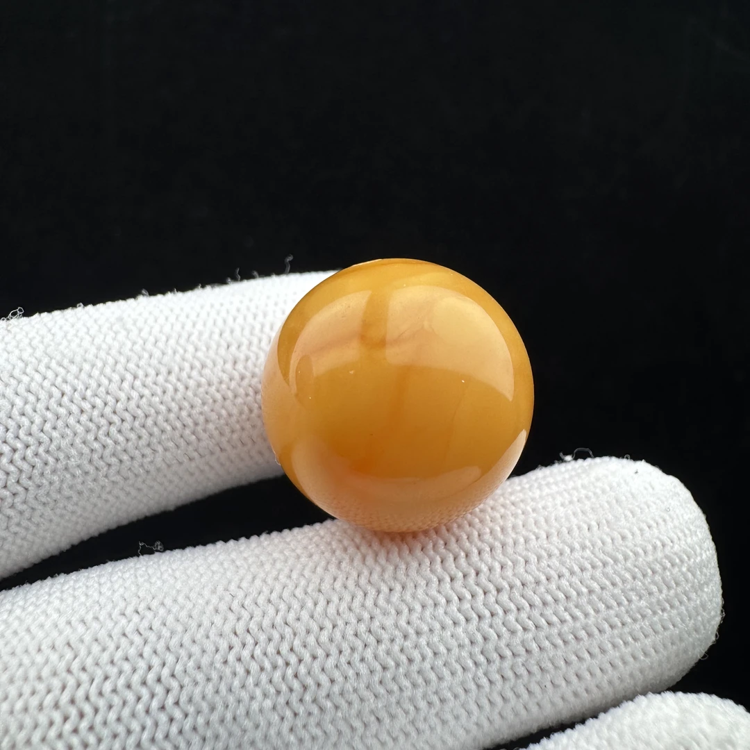 A63-34天然原矿俄料蜜蜡鸡油红圆珠19mm支持复检假一罚十