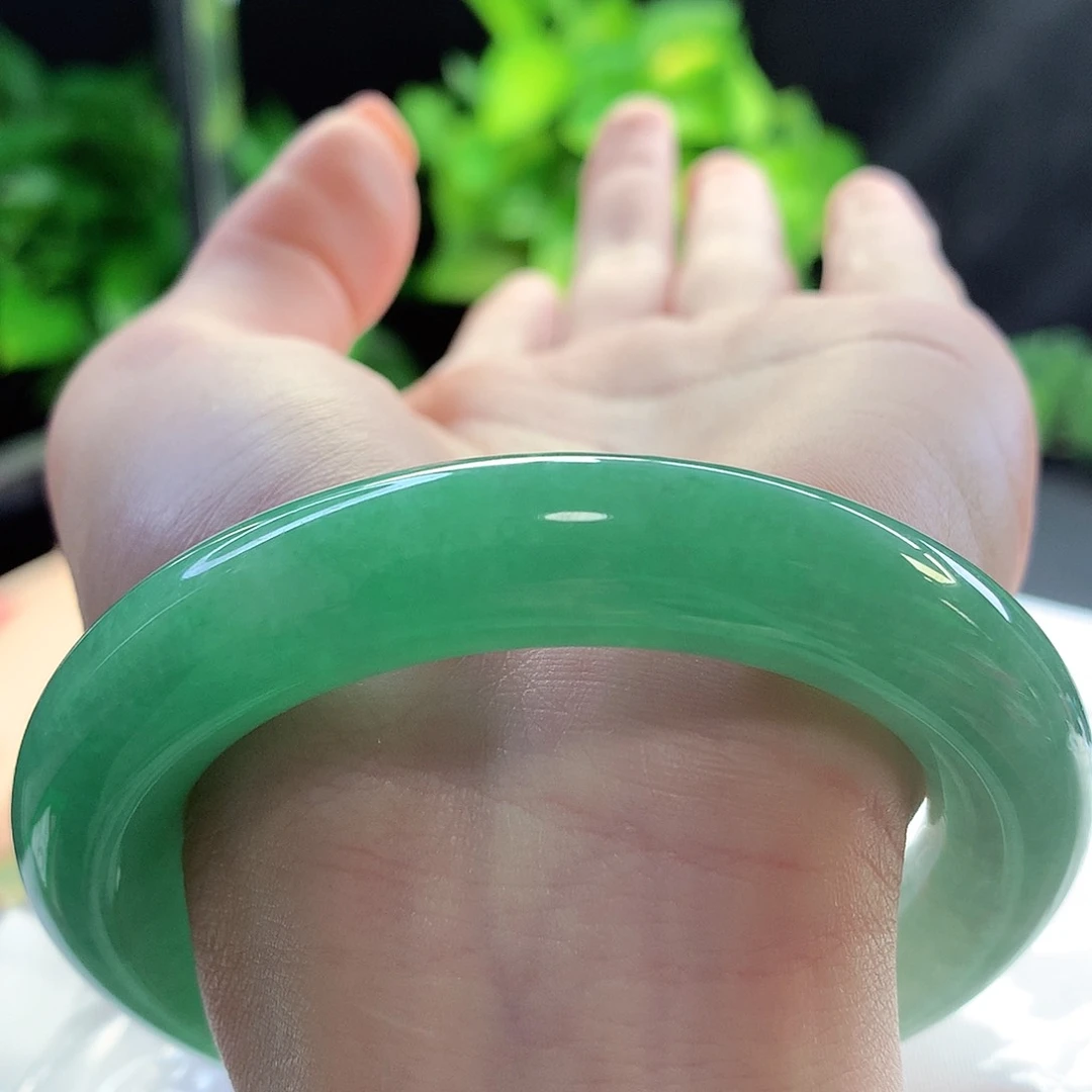 未镶嵌手镯翡翠天然A货翡翠56-57卡双十二胖圆 富婆绿