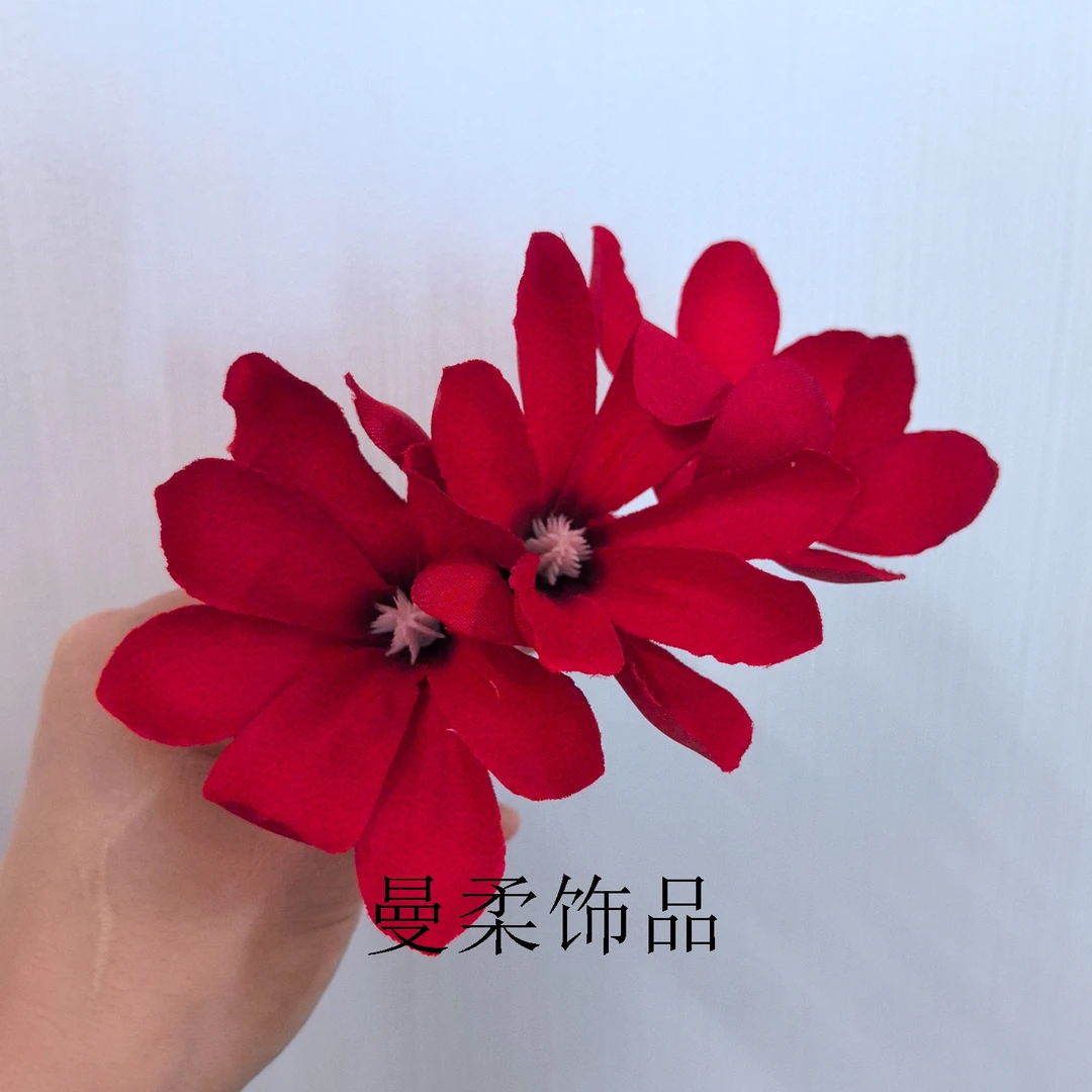 木棉花发梳傣族风情舞台表演发饰头花盘发插梳布艺花朵盘头饰品