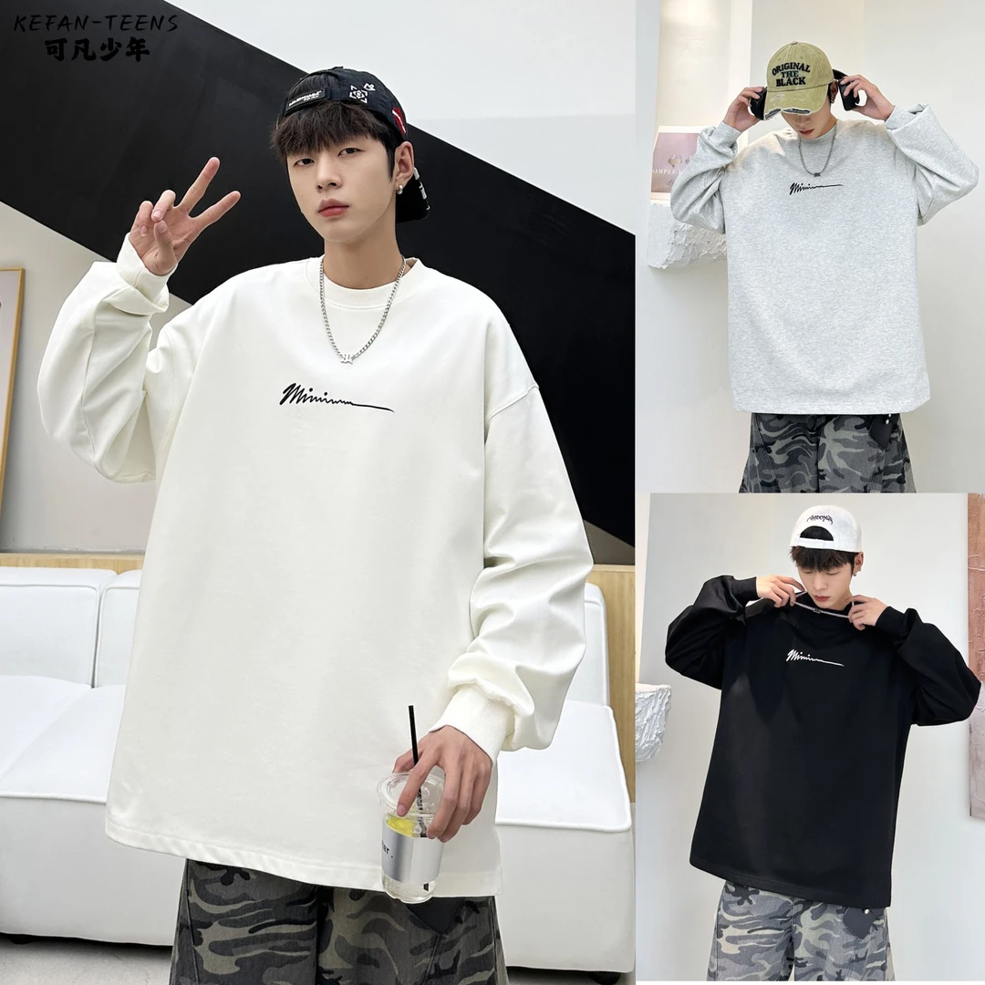 【打底衫】青少年春季打底衫棉质长袖T恤休闲百搭圆领印花套头8913