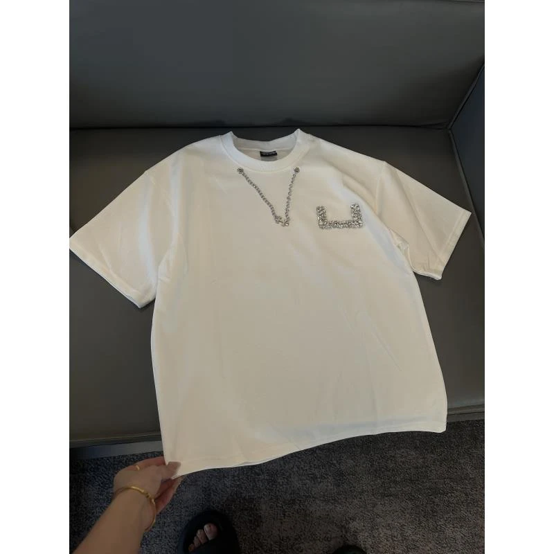 Z117 夏季新款带钻带项链重磅夏季短袖